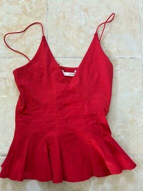 NEW Zara Red Spaghetti-Strap Peplum Camisole